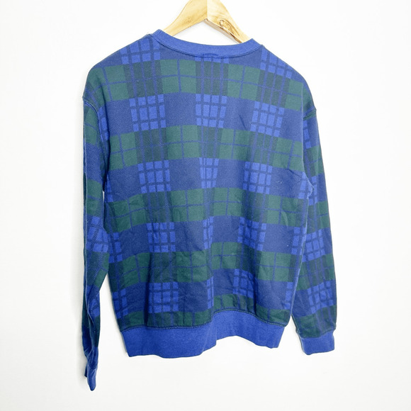 VTG 90s Yale University Bulldogs Embroidered Sweatshirt NCAA blue plaid unisex S - Picture 4 of 4